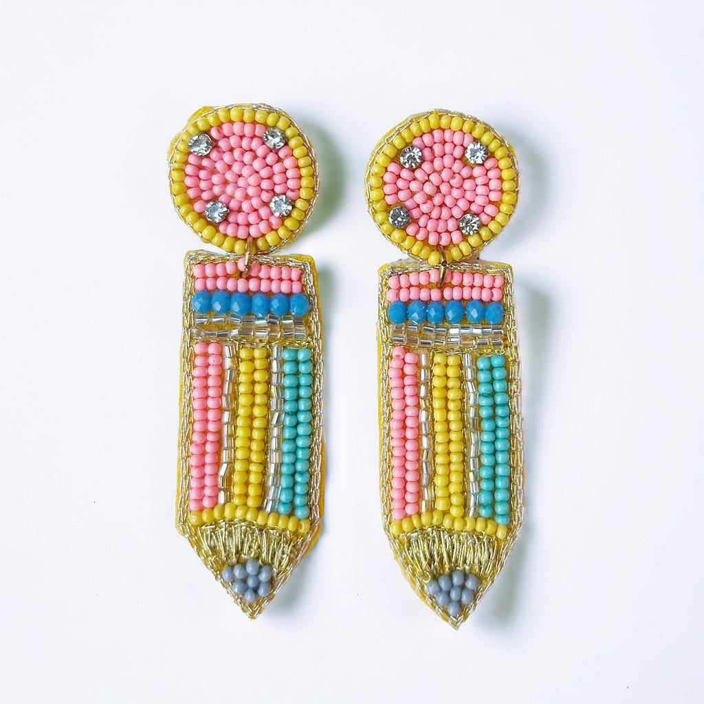 Colorful Pencil Beaded Earrings - Girl Be Brave