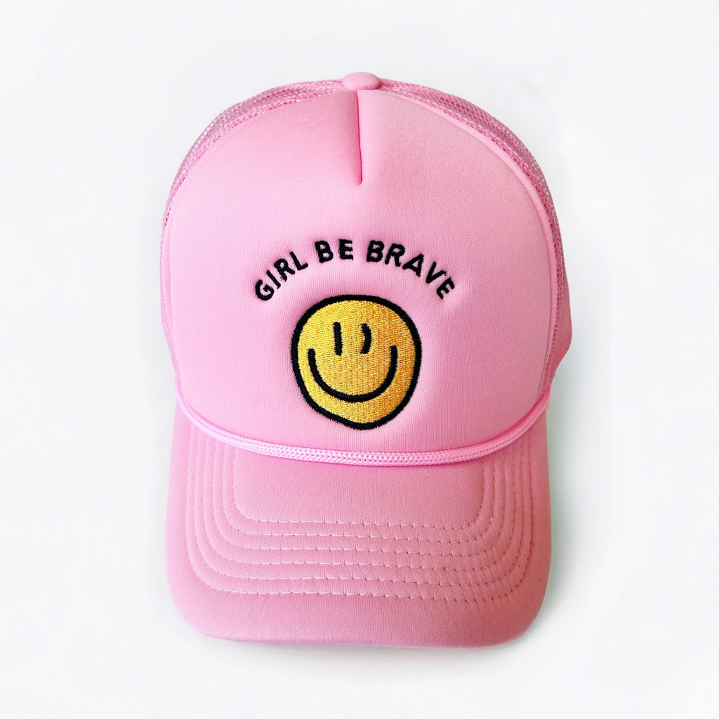 Girl Be Brave Pink Smiley Face Hat - Girl Be Brave