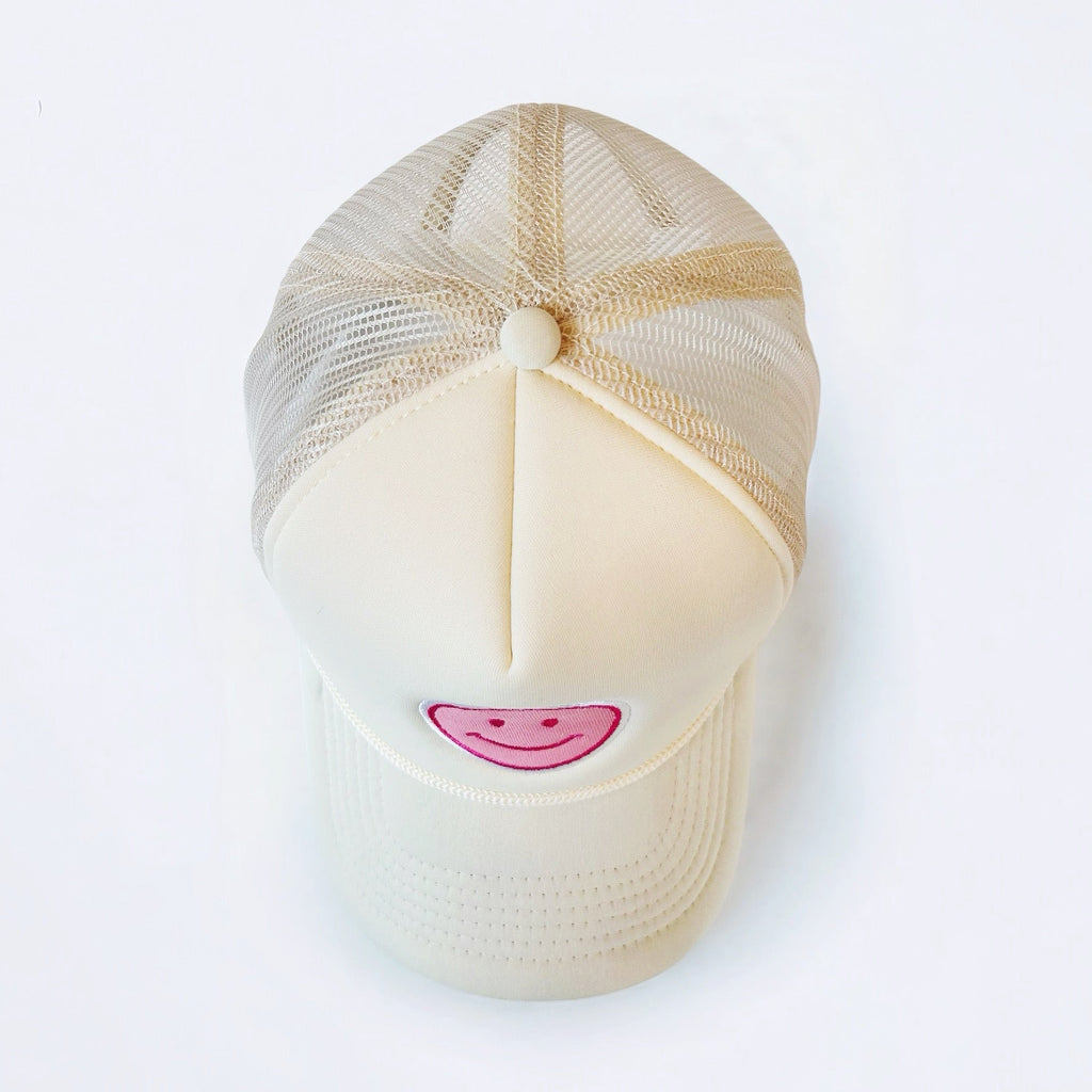 Tan & Pink Smiley Face Hat - Girl Be Brave
