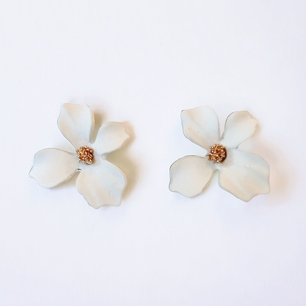 White Blossom Earring Studs - Girl Be Brave