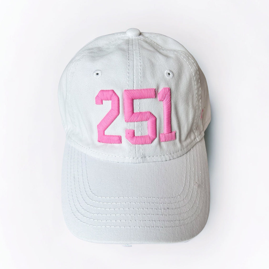 White with Pink 251 Ball Cap Hat - Girl Be Brave