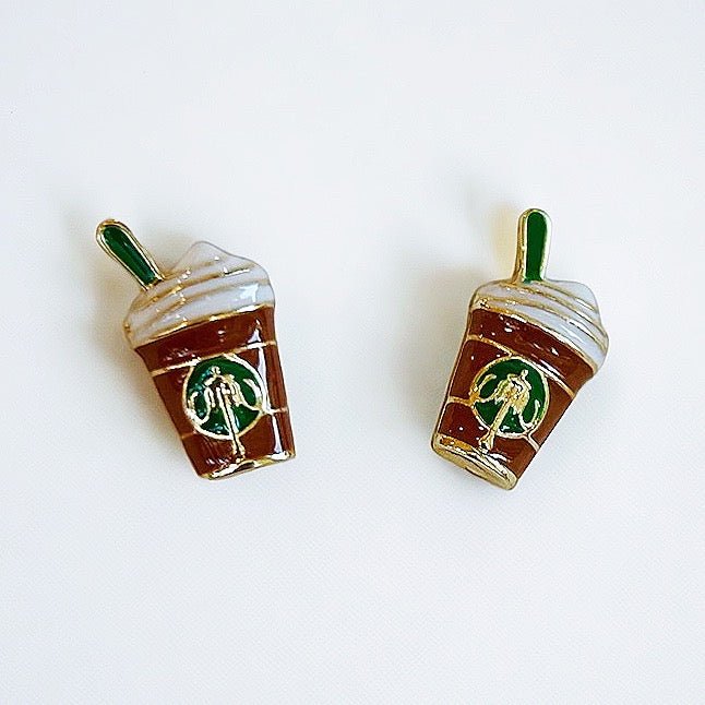 Boutique Coffee Sterling Silver Resin Stud Earrings