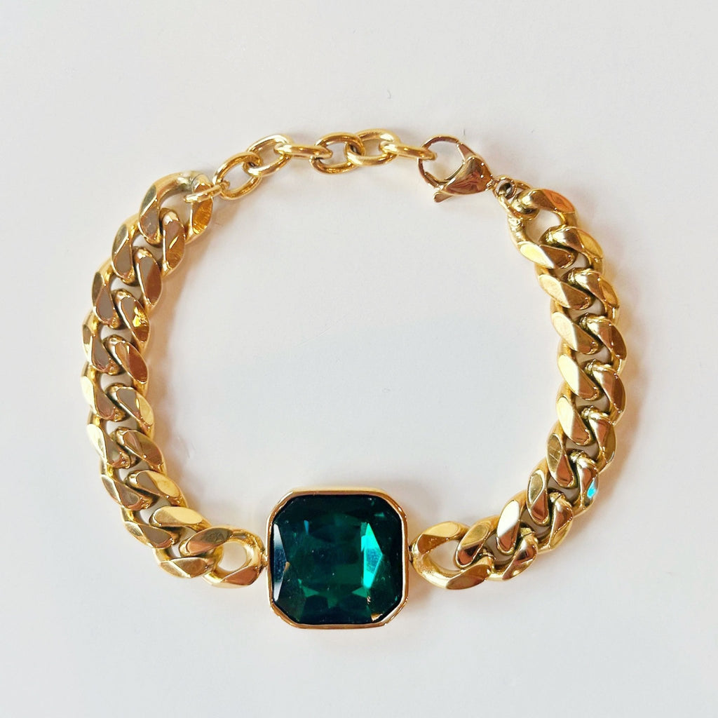 "Emerald Goddess" Gold Bracelet - Girl Be Brave