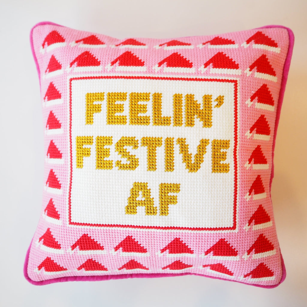 Feelin' Festive AF Needle Point Pillow - Girl Be Brave