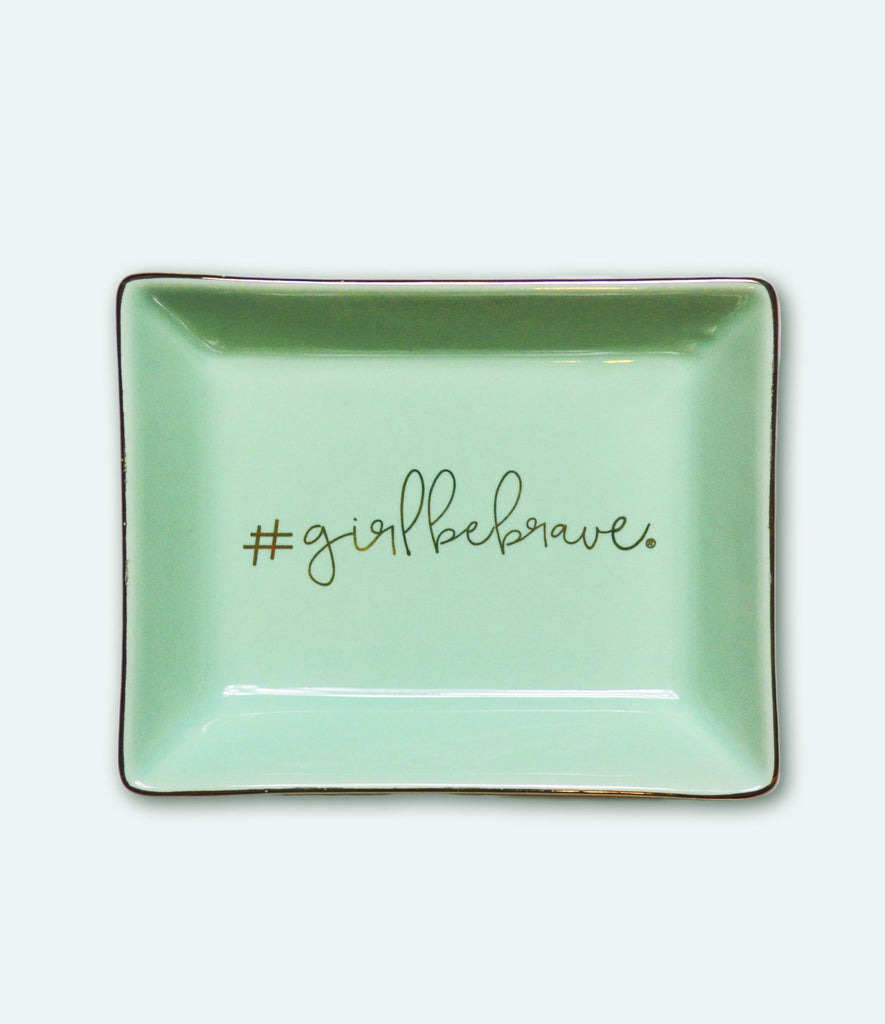 Girl Be Brave Green and Gold Ceramic Tray - Girl Be Brave