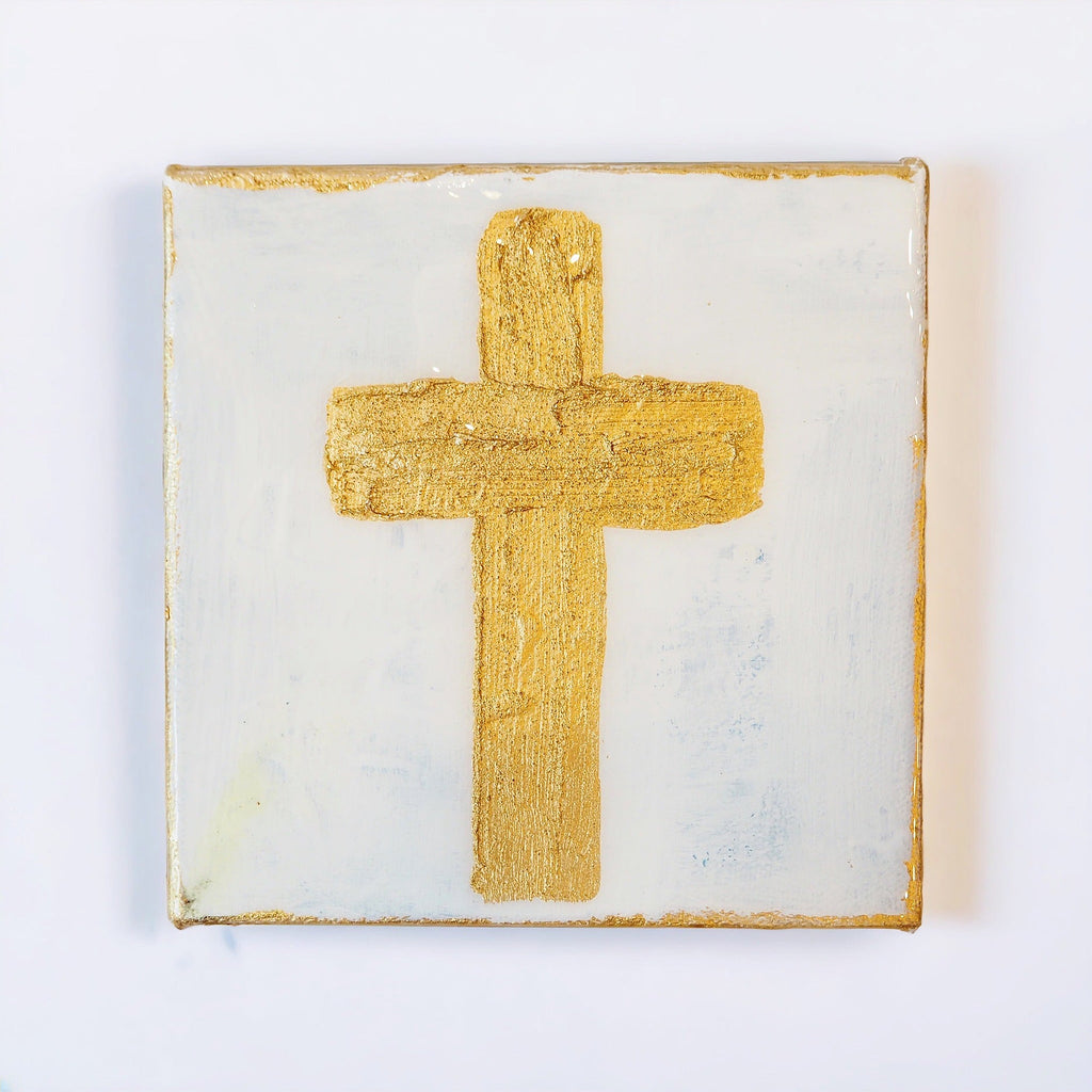 Golden Grace Cross Original Oil Painting - Girl Be Brave