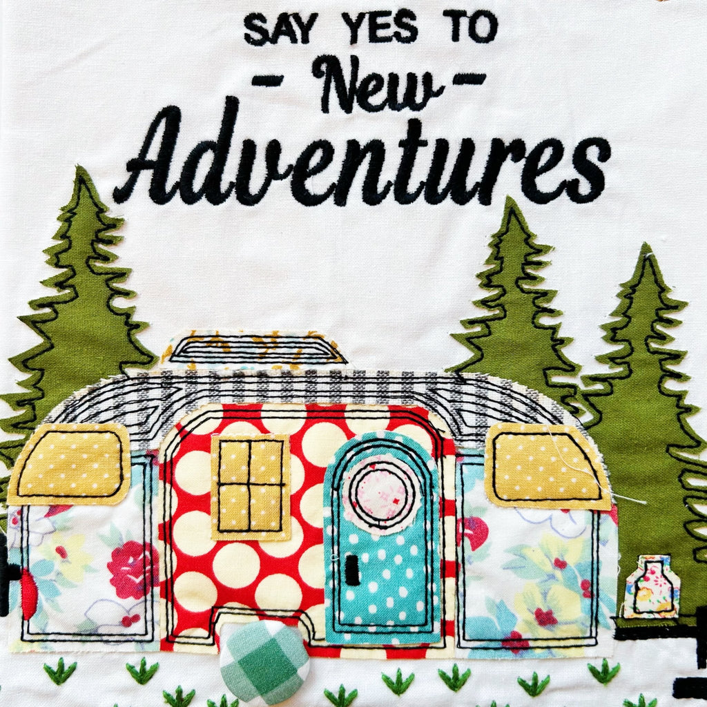 Adventurous Camper Patchwork Kitchen Towel - Girl Be Brave