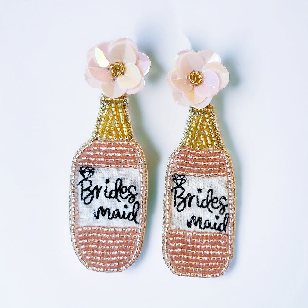 Beaded Bridesmaid Bottle Earrings - Girl Be Brave