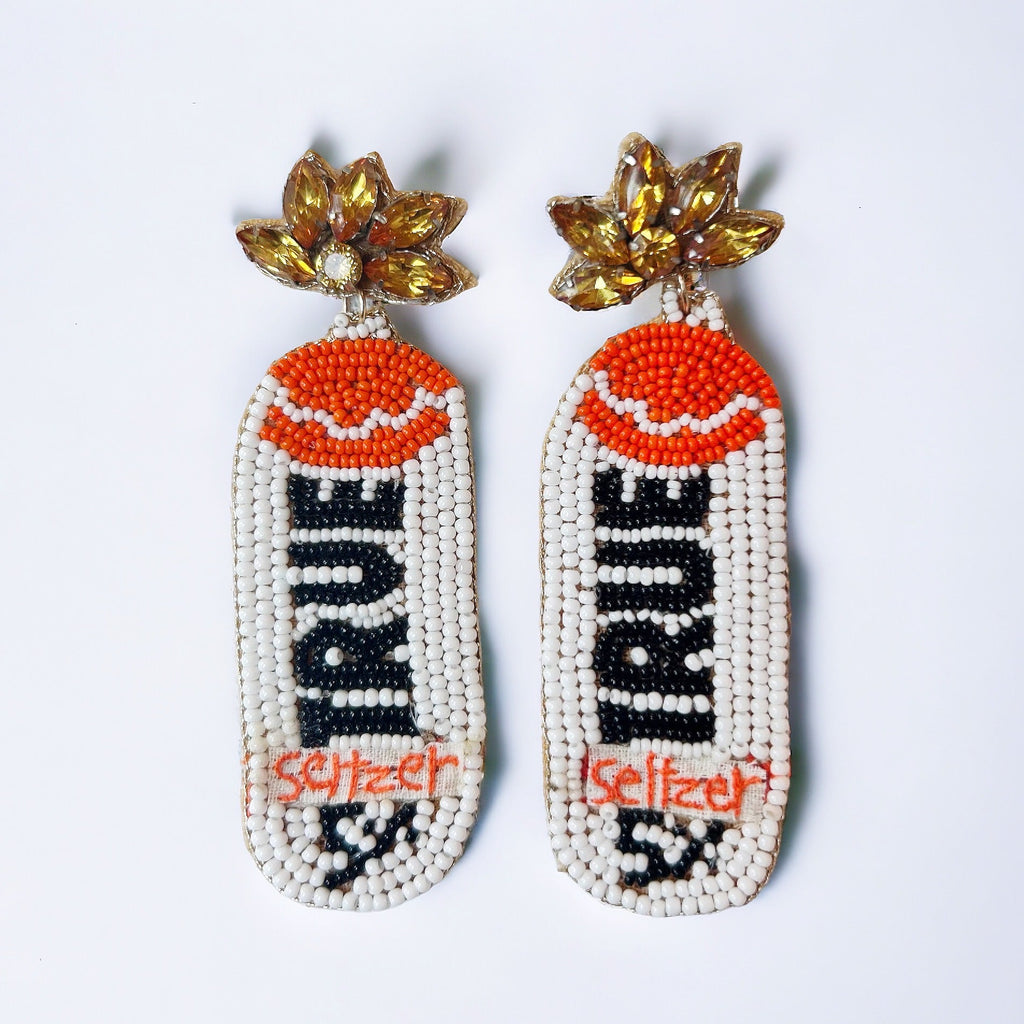 Beaded Orange Seltzer Earrings - Girl Be Brave