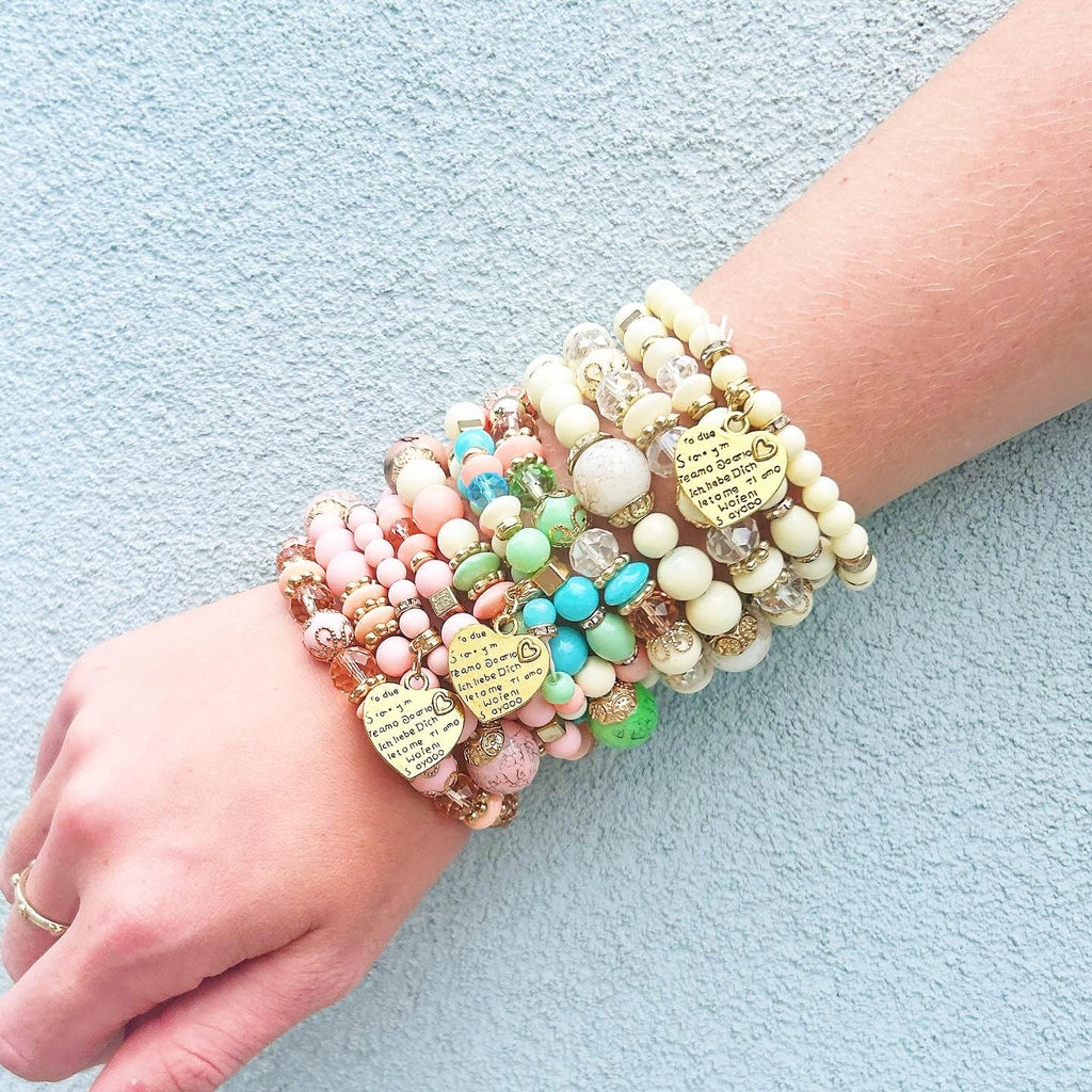 Bubblegum Beaded Bracelet Stack - Girl Be Brave