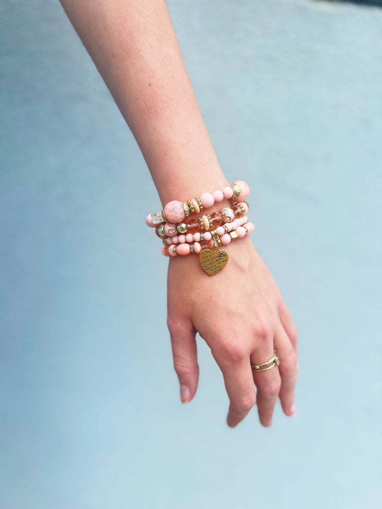 Bubblegum Beaded Bracelet Stack - Girl Be Brave