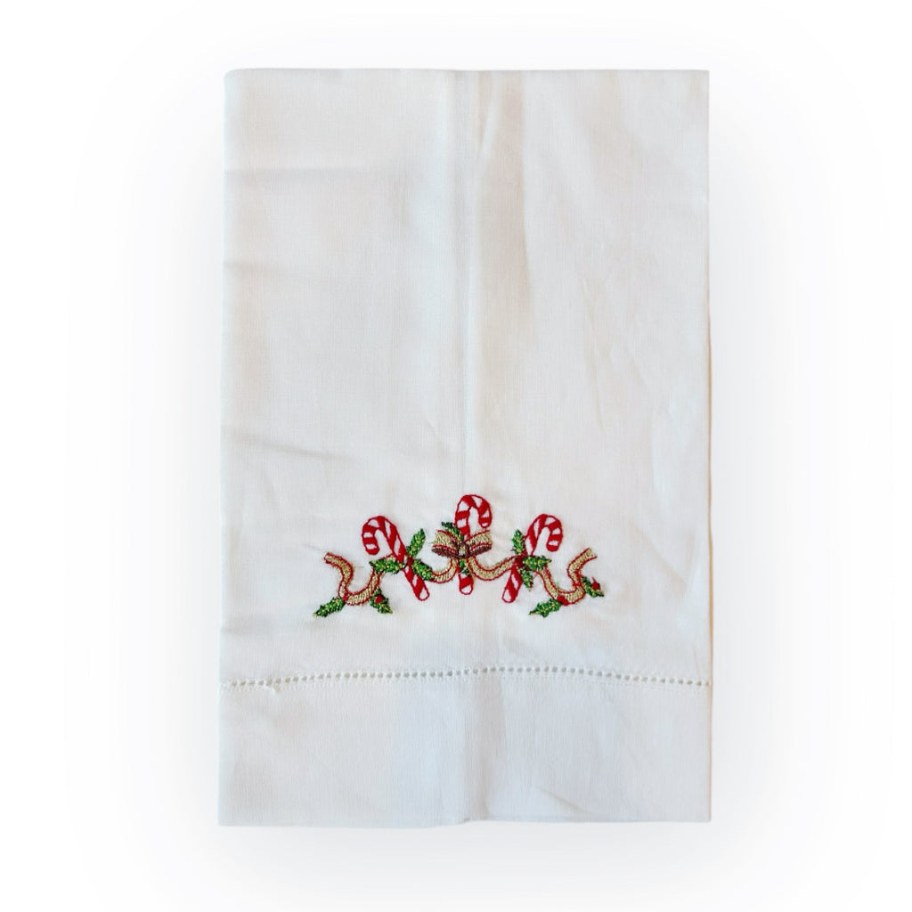 Candy Cane Embroidered Tea Towel - Girl Be Brave