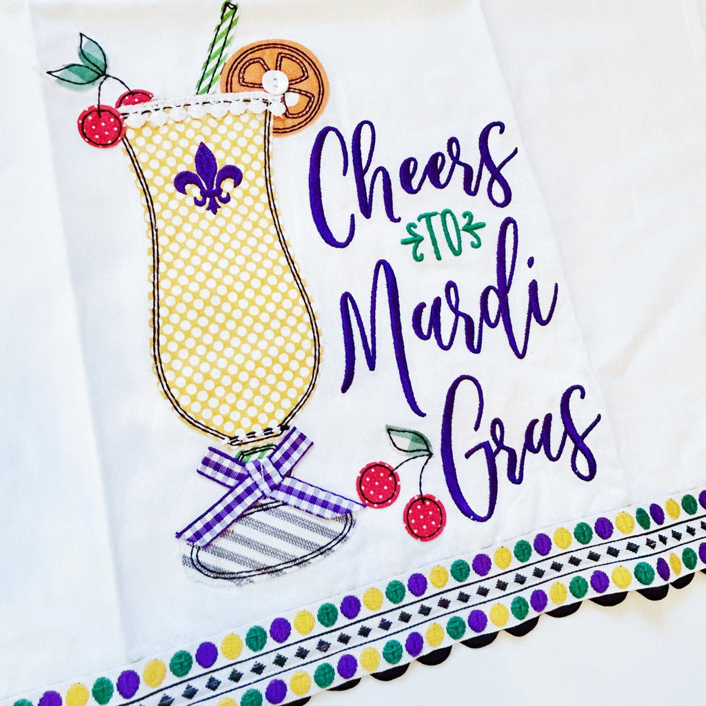 Cheers to Mardi Gras Patchwork Kitchen Towel - Girl Be Brave