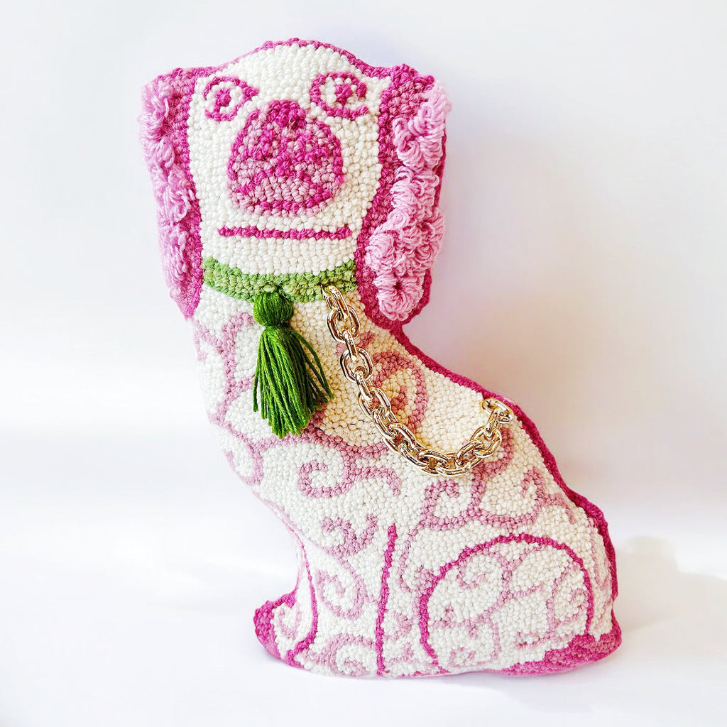 Chinoiserie Dog Hooked Pillow - Girl Be Brave