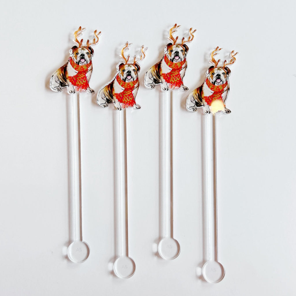 Christmas Bulldog Drink Stirrers - Girl Be Brave