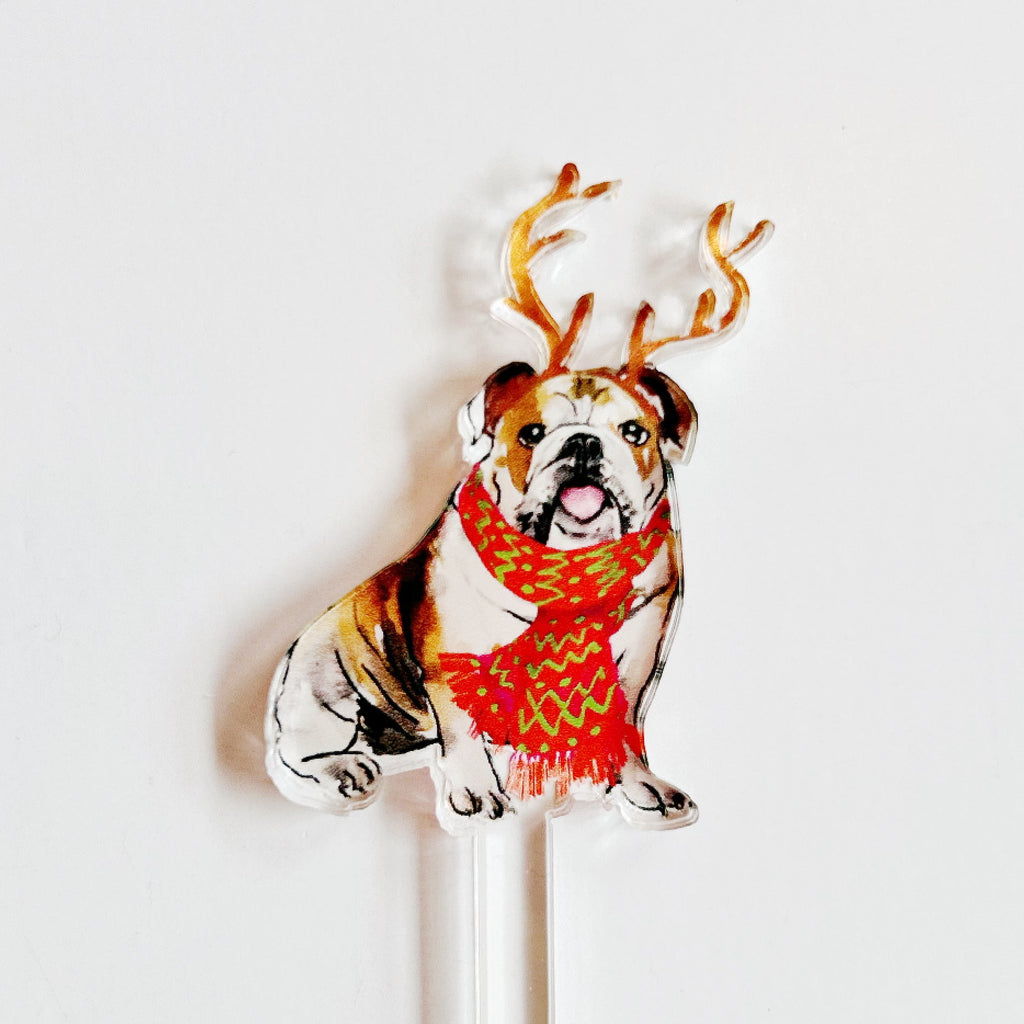 Christmas Bulldog Drink Stirrers - Girl Be Brave