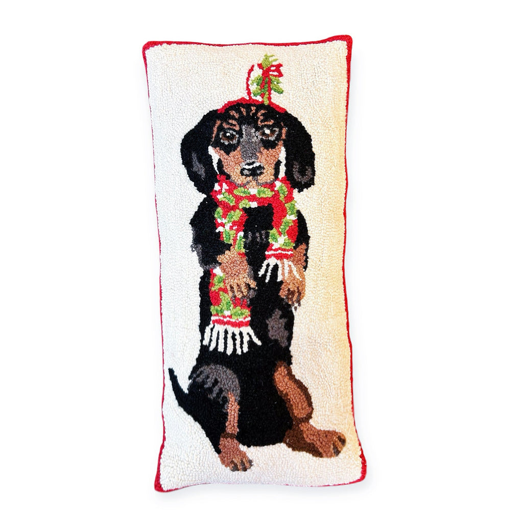 Christmas Dog Hooked Pillows - Girl Be Brave