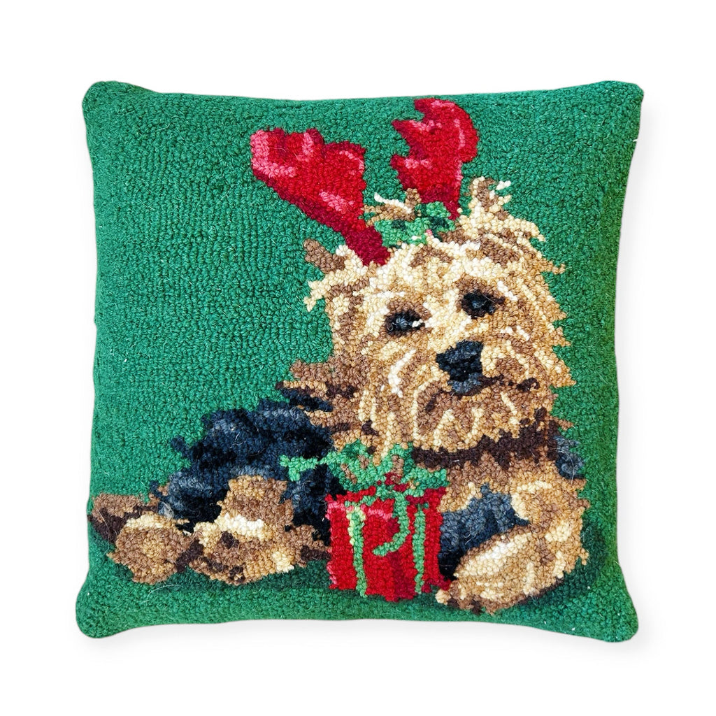 Christmas Dog Hooked Pillows - Girl Be Brave