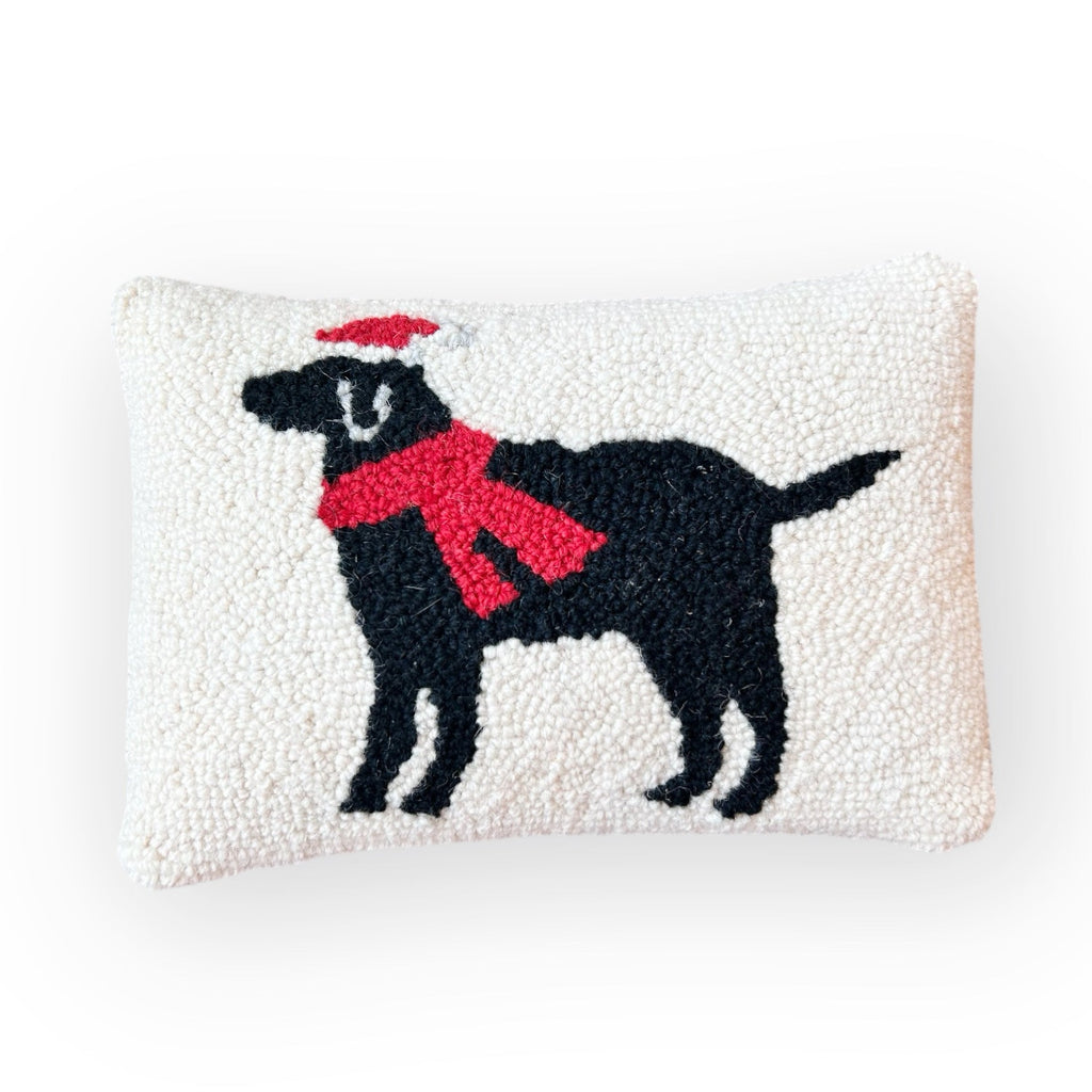 Christmas Labrador Hooked Pillow - Girl Be Brave