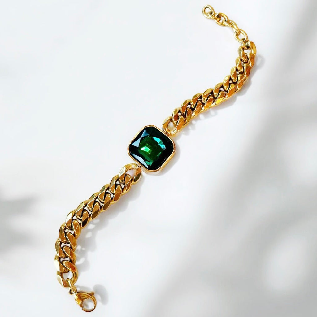 Emerald Goddess Gold Bracelet - Girl Be Brave