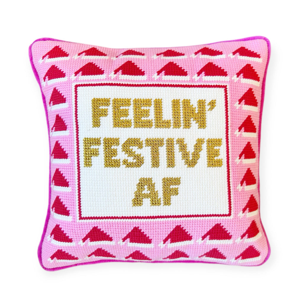 Feelin' Festive AF Needle Point Pillow - Girl Be Brave