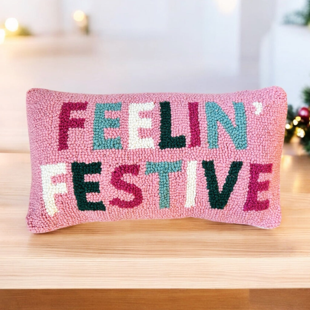 Feelin' Festive Hooked Pillow - Girl Be Brave