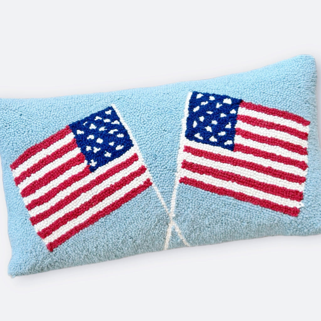 Hooked American Flag Pillow - Girl Be Brave