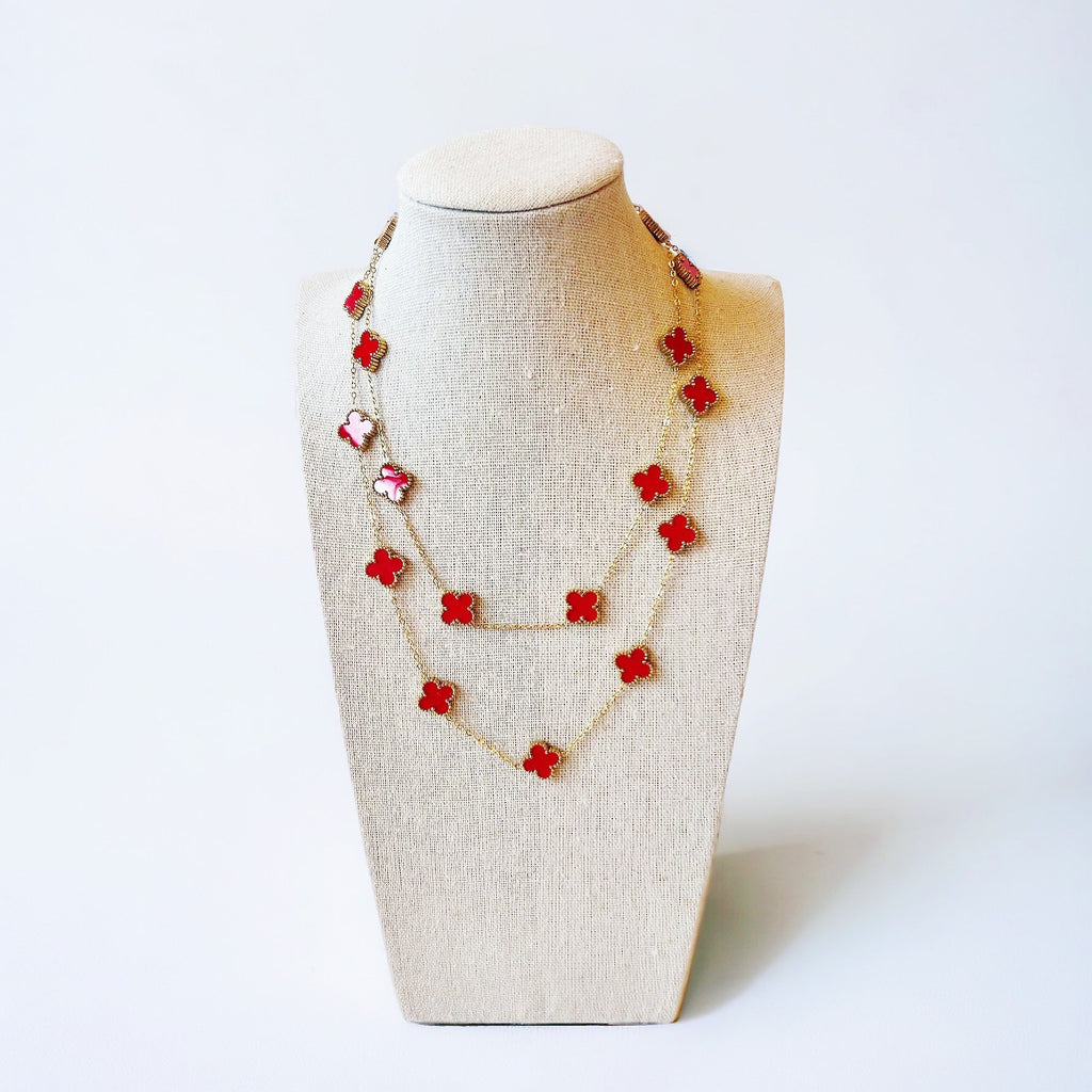 "Lady in Red" Clover Necklace - Girl Be Brave