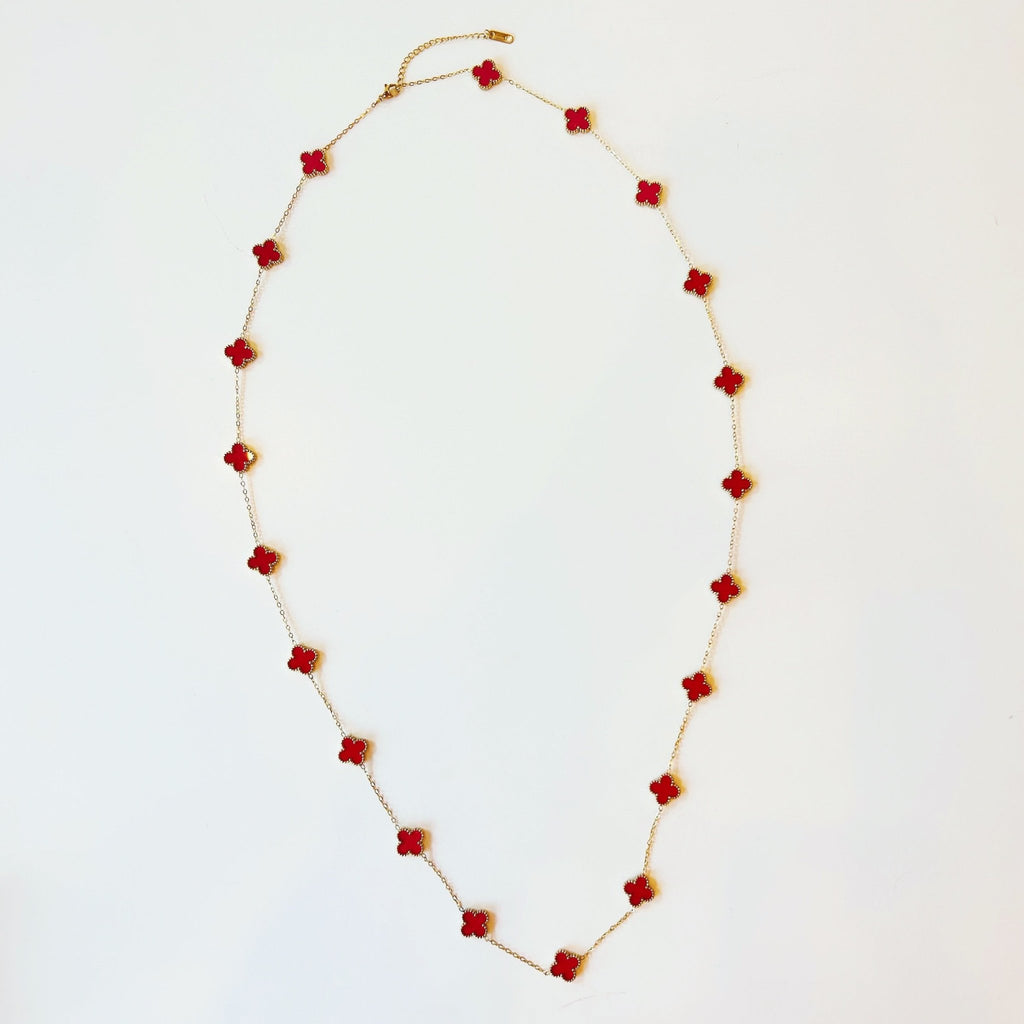 "Lady in Red" Clover Necklace - Girl Be Brave
