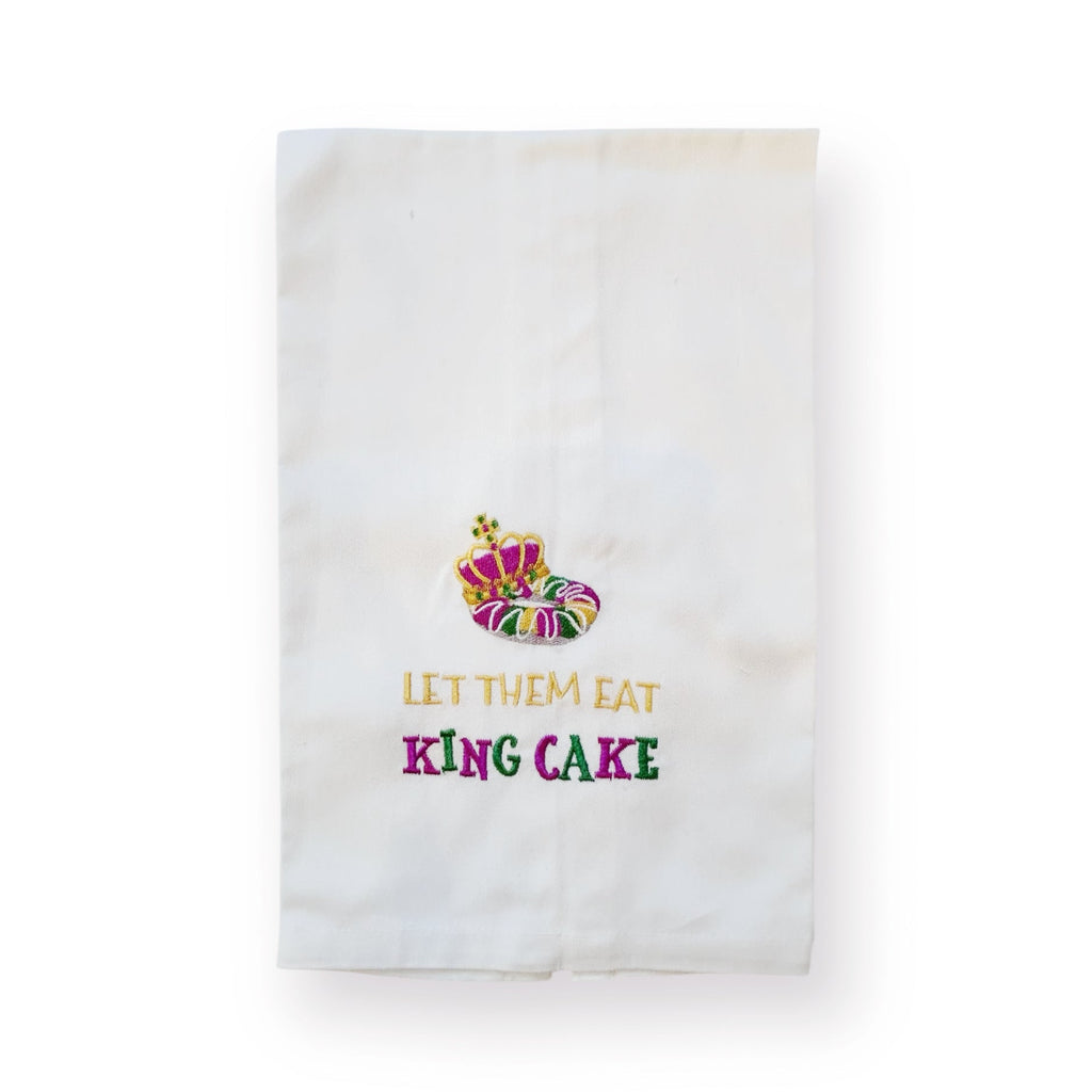 Let Them Eat King Cake Embroidered Tea Towel - Girl Be Brave