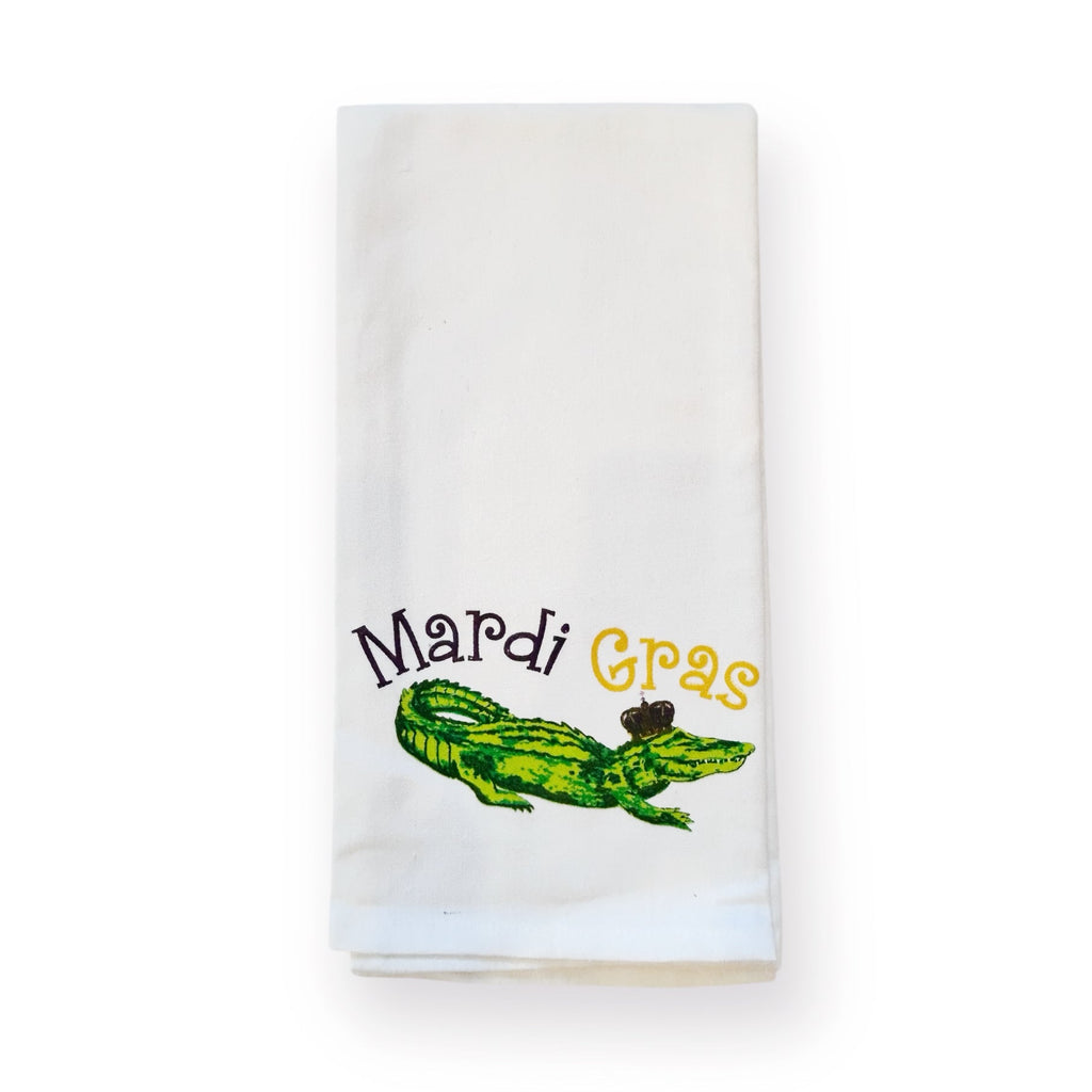 Mardi Gras Alligator Kitchen Towel - Girl Be Brave