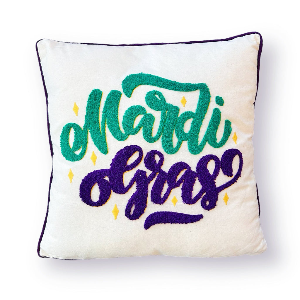 Mardi Gras French Knot Pillow - Girl Be Brave