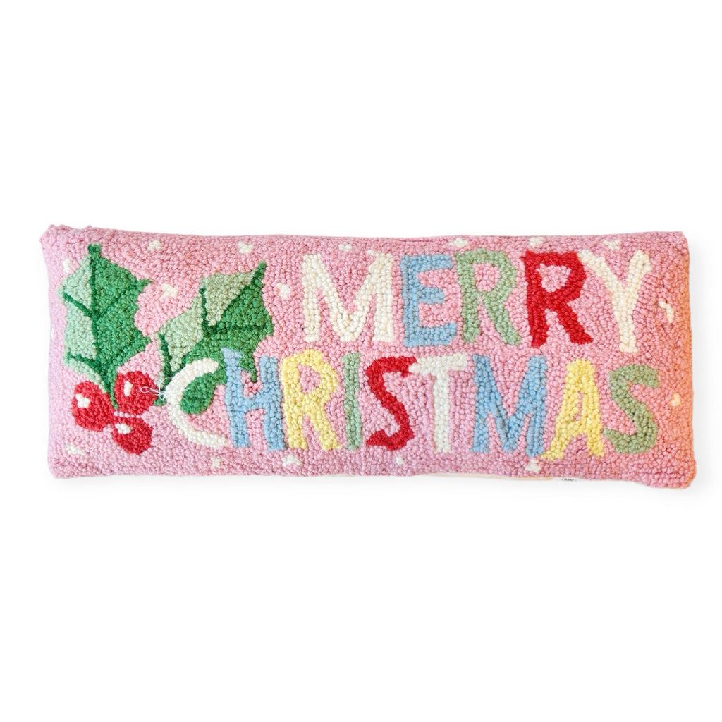 Merry Christmas Mistletoe Hooked Pillow - Girl Be Brave