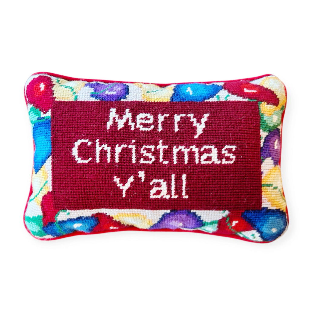 Merry Christmas Y'all Needlepoint Pillow - Girl Be Brave