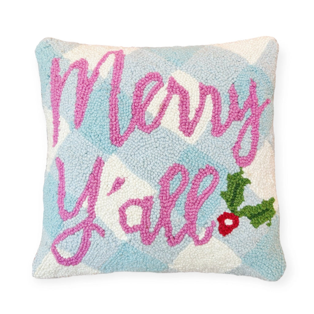 Merry Y'all Holiday Hooked Pillow - Girl Be Brave