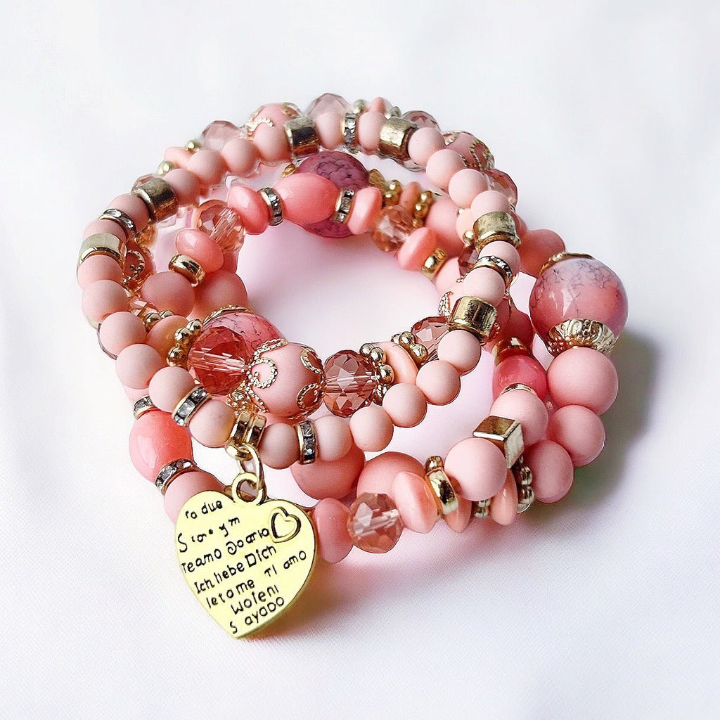 Pink Arm Candy Beaded Bracelet Stack - Girl Be Brave