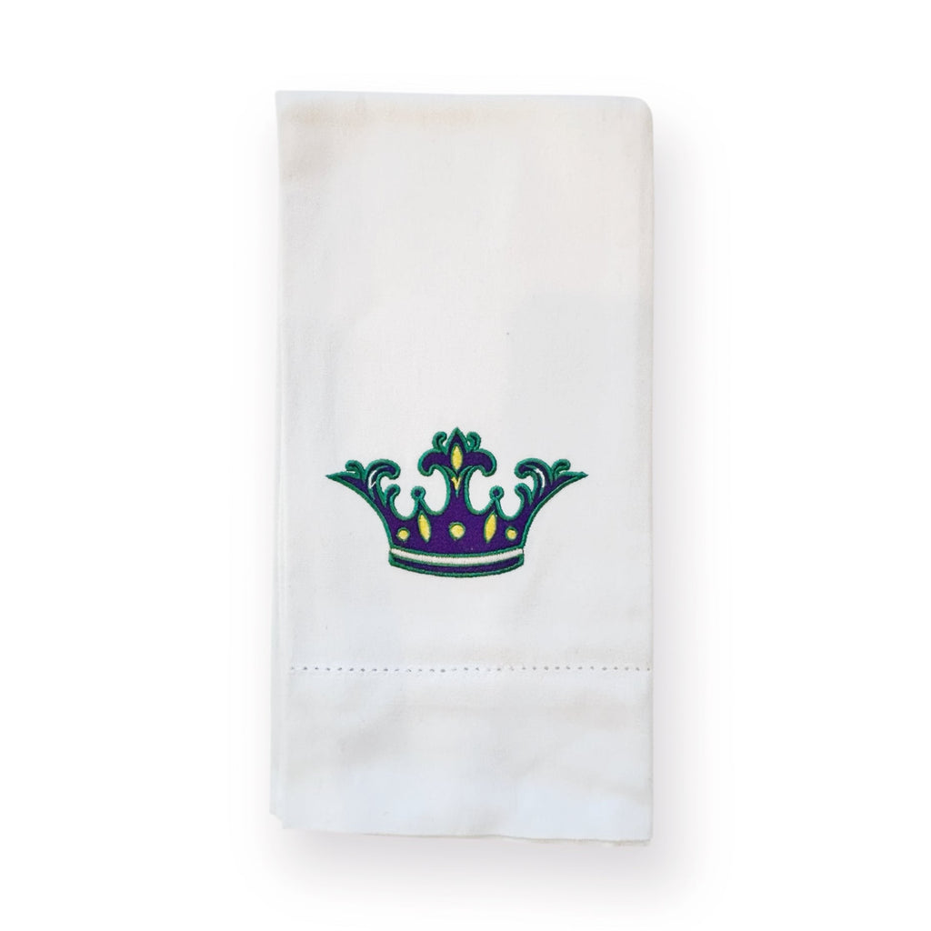 Purple Mardi Gras Crown Embroidered Kitchen Towel - Girl Be Brave