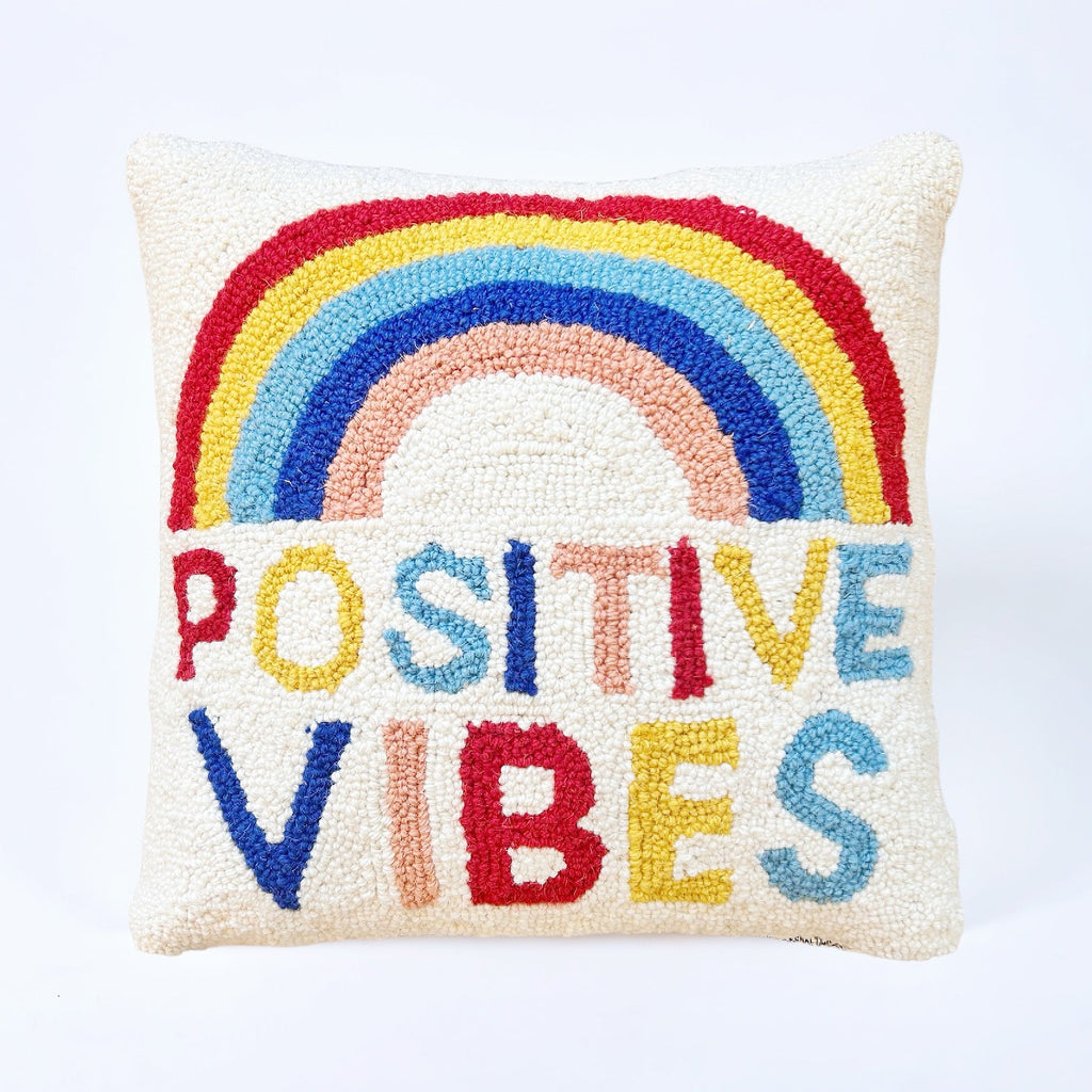 Rainbow Positive Vibes Pillow - Girl Be Brave