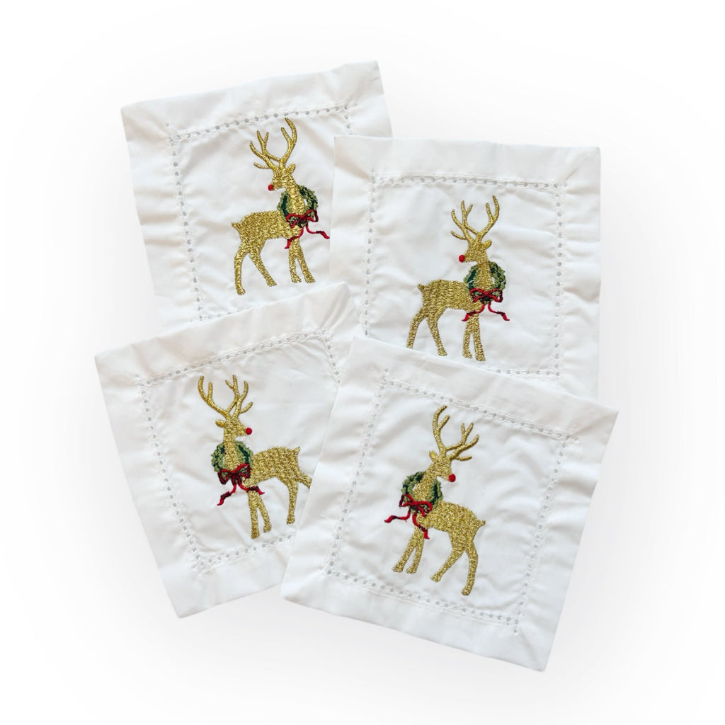 "Reindeer Cheer" Oak Lane Cocktail Napkins - Girl Be Brave