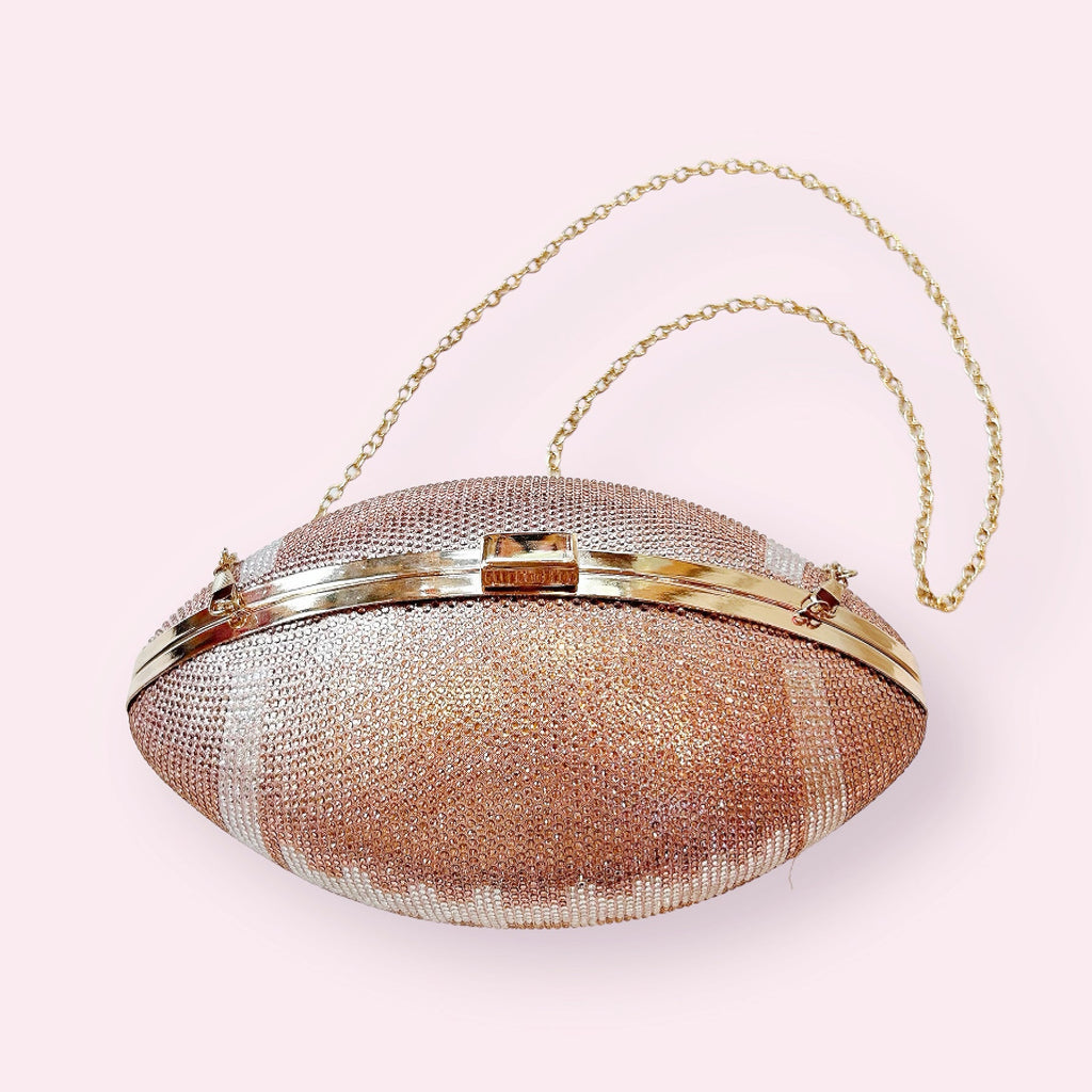 Rhinestone Football Clutch Purse - Girl Be Brave