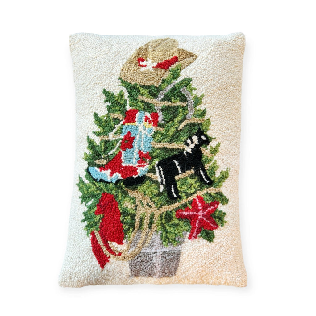 Rodeo Christmas Tree Hooked Pillow - Girl Be Brave