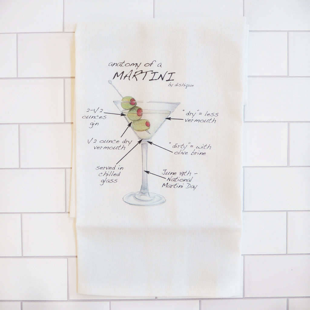 Anatomy of a Martini Bar Towel - Girl Be Brave