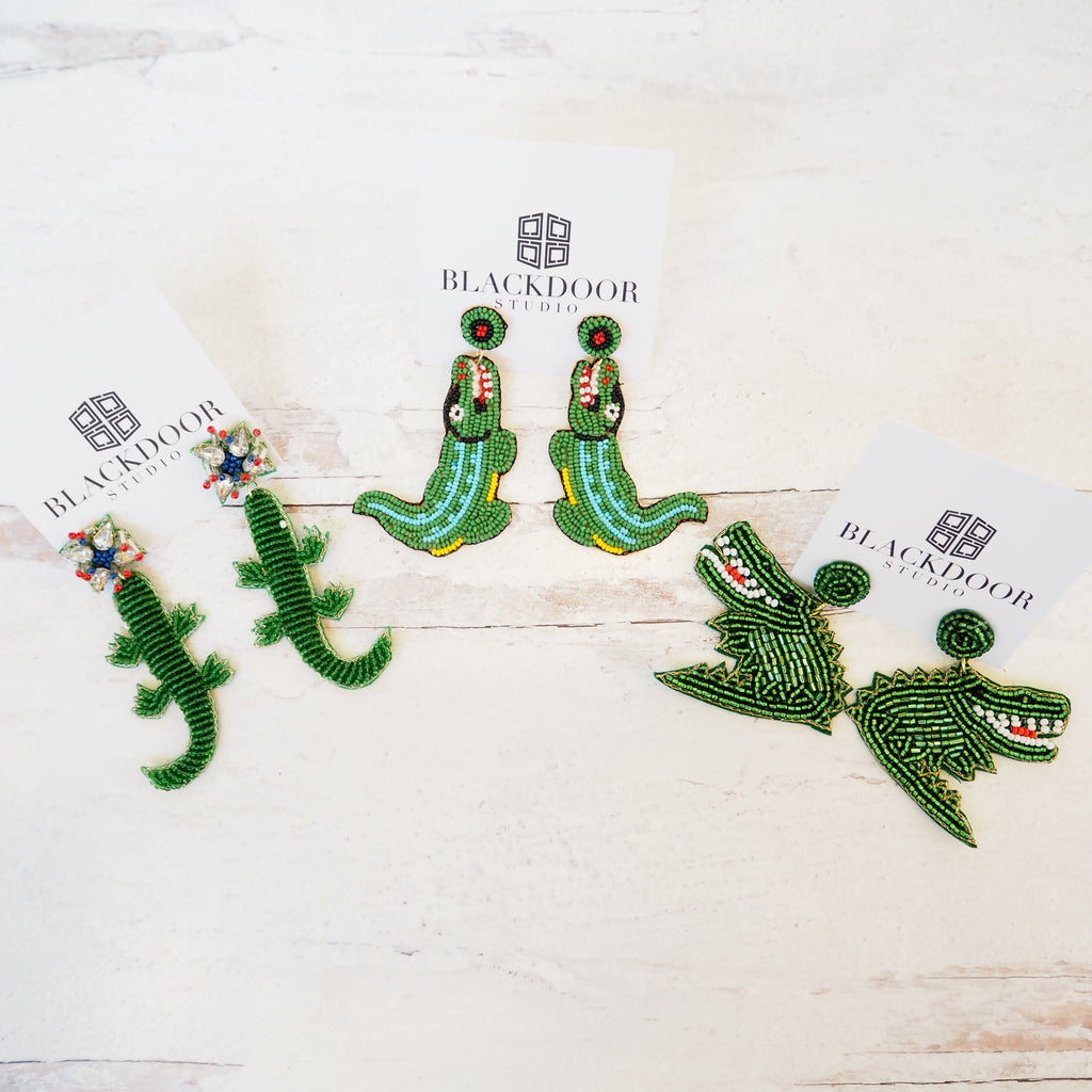 Beaded Alligator Earrings - Girl Be Brave