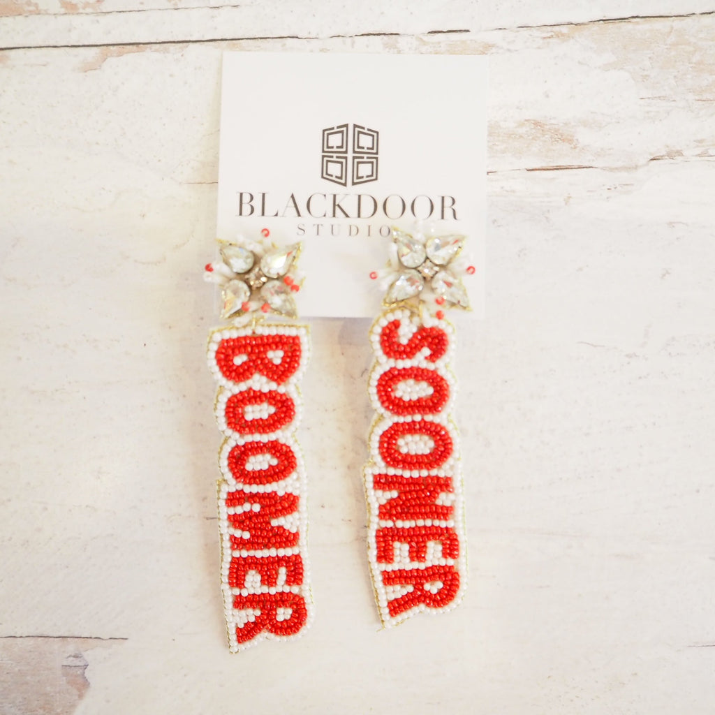 Beaded Boomer Sooner Earrings~SALE - Girl Be Brave