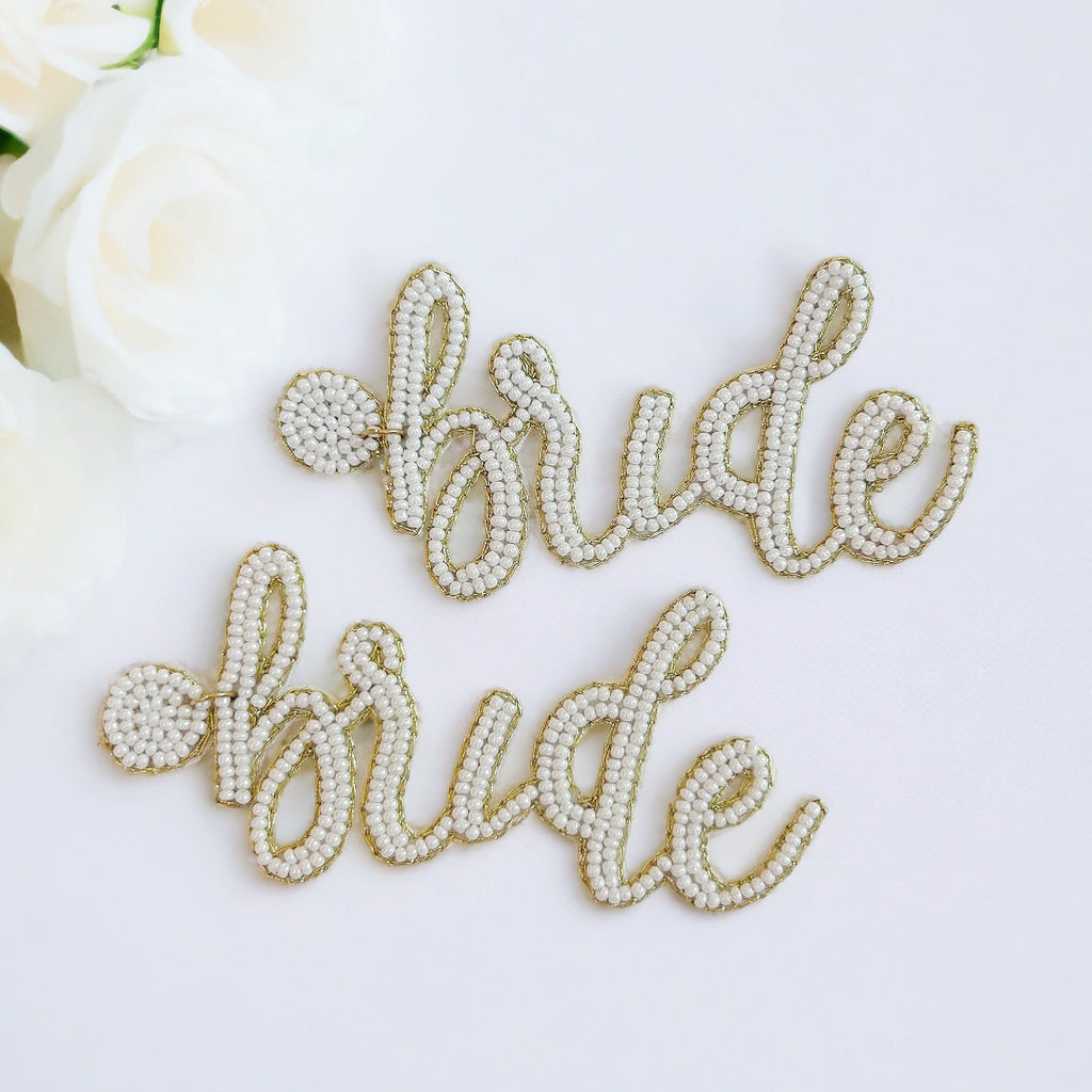 Beaded Bride Cursive Earrings~SALE - Girl Be Brave