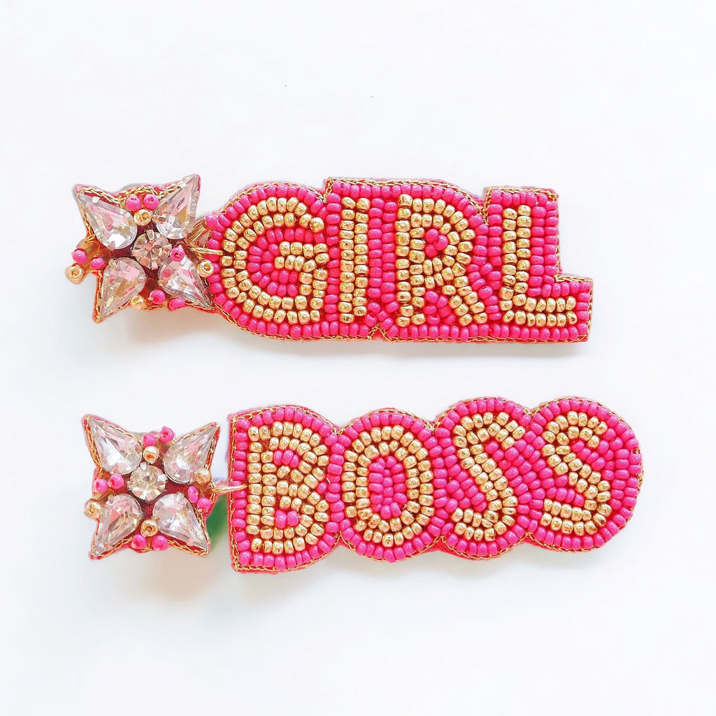Beaded Girl Boss Earrings - Girl Be Brave
