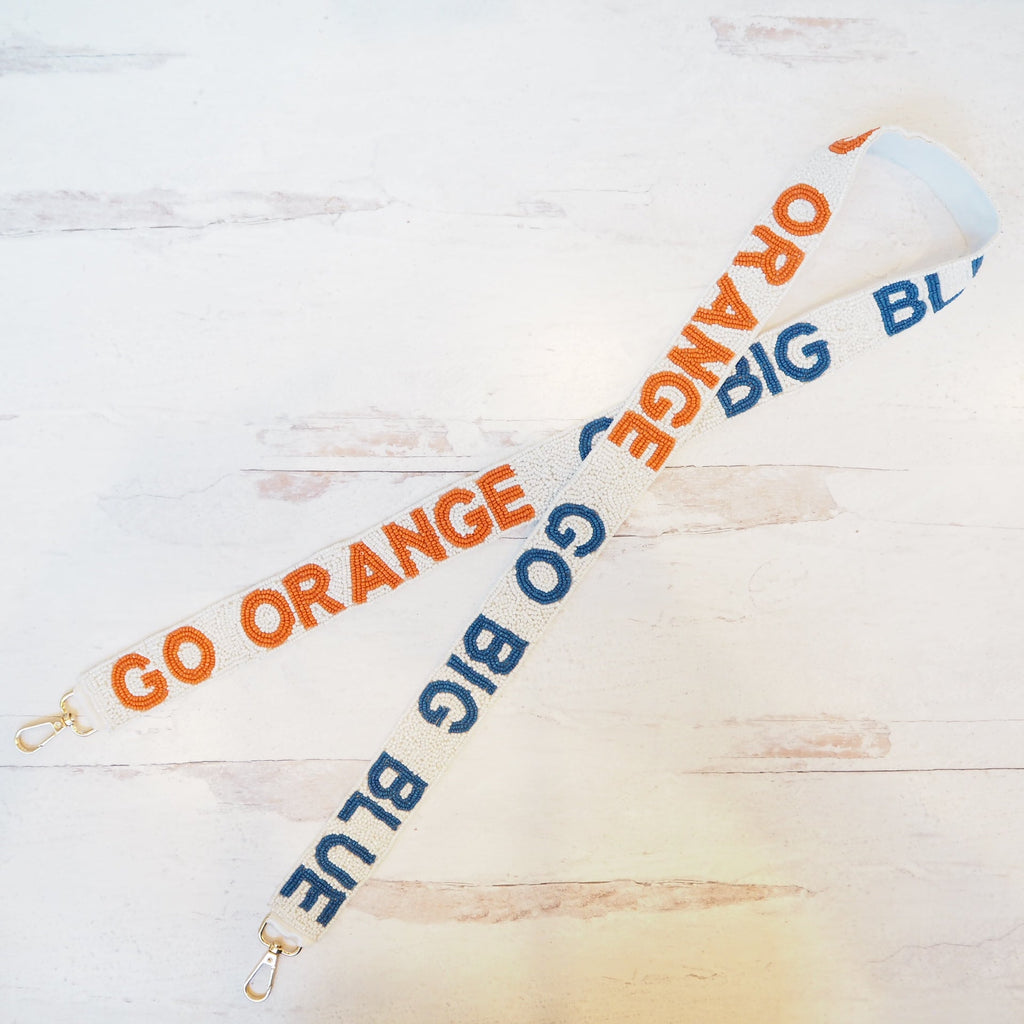 Beaded Go Big Orange, Go Big Blue Purse Strap - Girl Be Brave