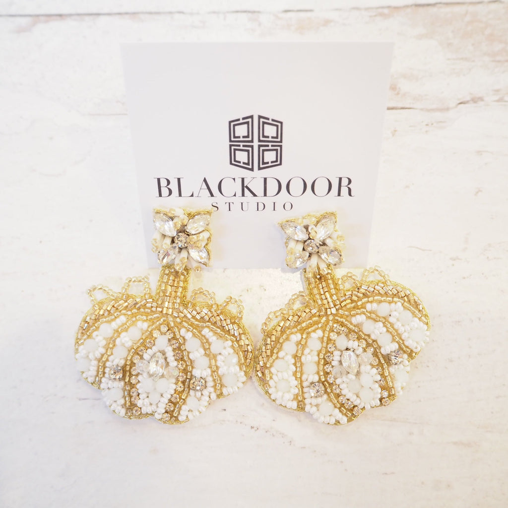 Beaded Pumpkin Earrings - Girl Be Brave