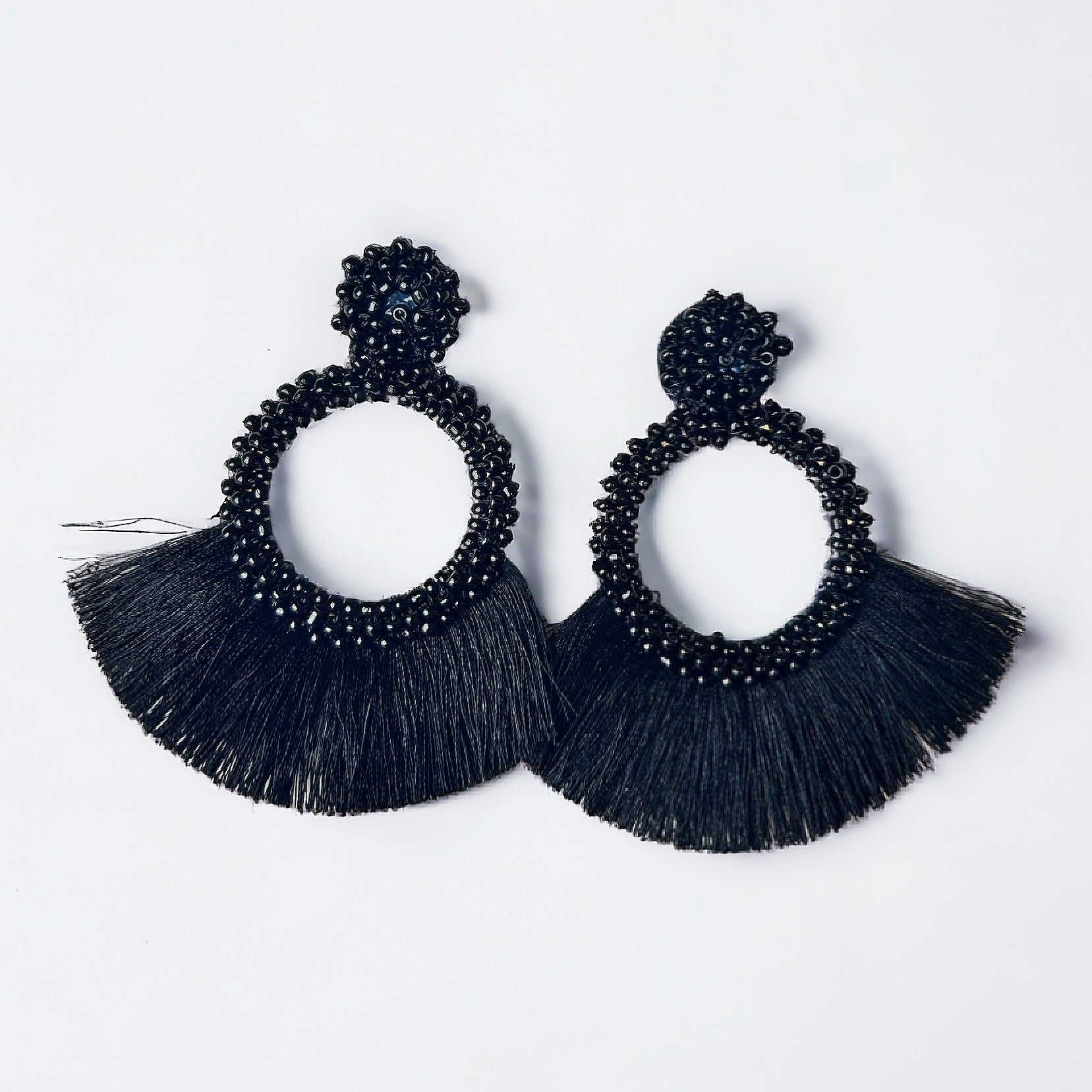 Black Beaded Fringe Earrings – Girl Be Brave