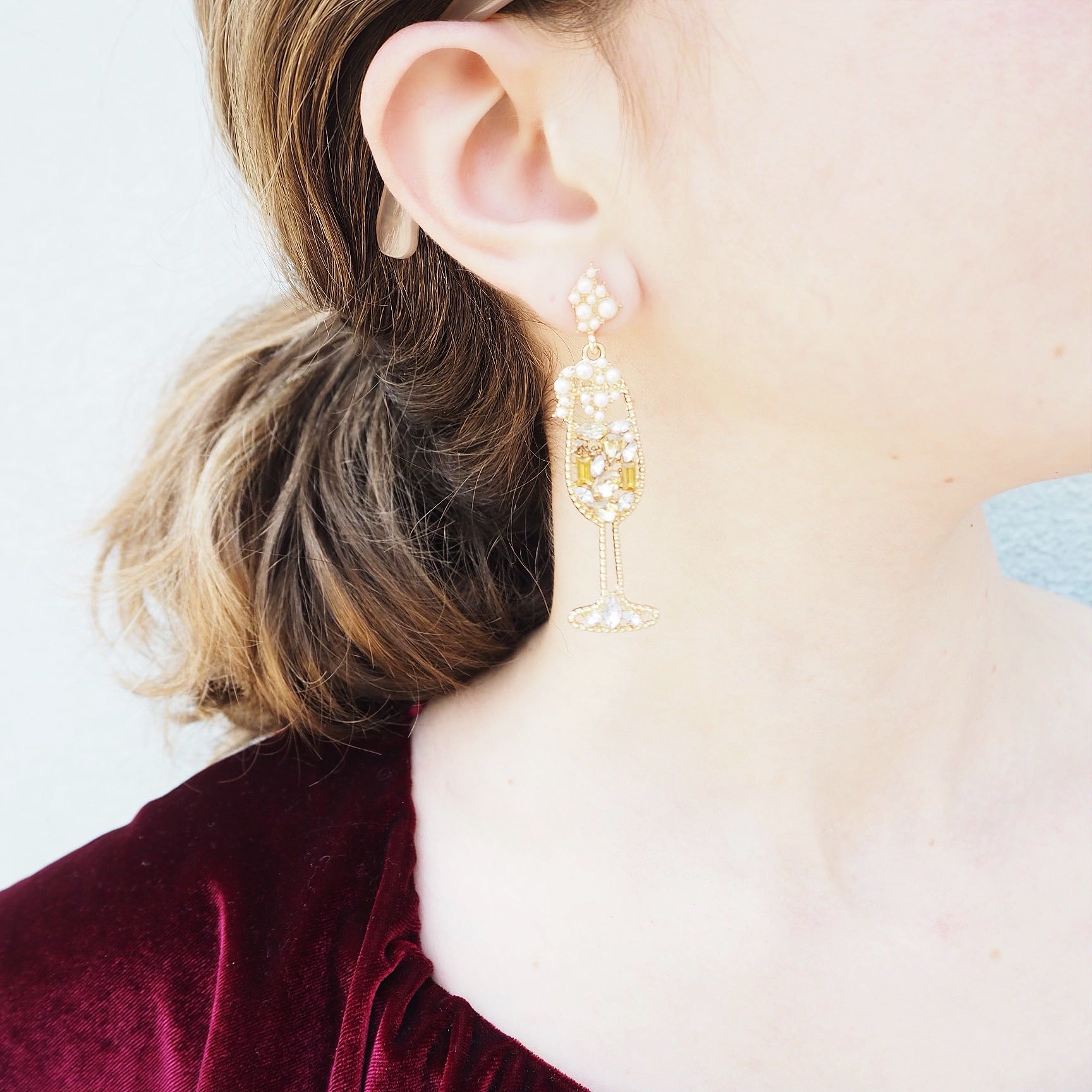 Wedding Shining Rhinestone Geometric Drop Earrings For Women, Gold...